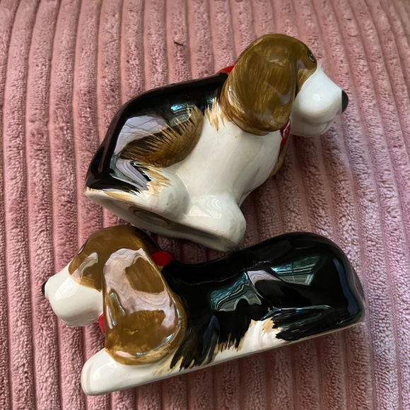 Ceramic Dog Salt and Pepper Shakers - Brown and White - Picture 2 of 7